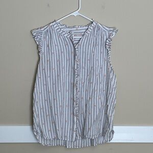 Loft Ruffle-Cap Sleeve Button-Down